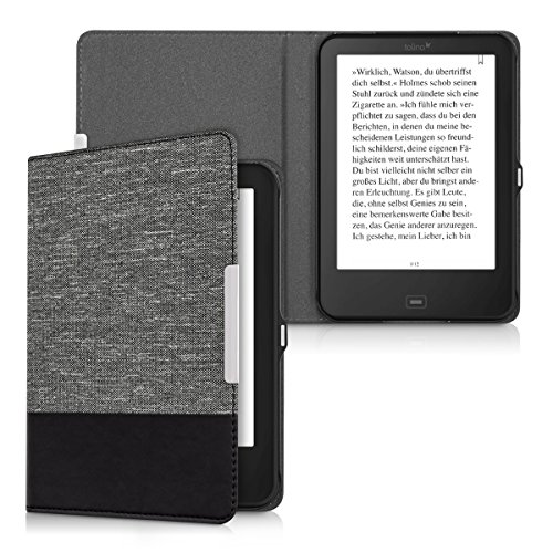 kwmobile Hülle für Tolino Shine 2 HD - Flipcover Case eReader Schutzhülle - Bookstyle Klapphülle Dunkelgrau Schwarz