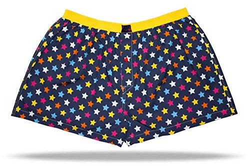 Preisvergleich Produktbild UNABUX - Boxershorts - Webboxer - Stars - schwarz - bunt (L)