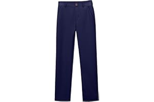 BFYSFBAIG School Trousers for Girls Uniform Pants Kids High Stretchy Dress Pants Elastic Waist, Button, Zipper Up, Regular Fits, Size 5-16 Years, for Causal School Travel