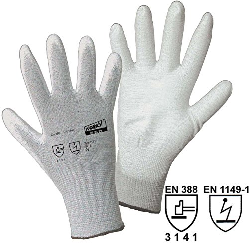 Worky 1171 Feinstrickhandschuh ESD Nylon/Carbon-PU Nylon/Carbon mit PU-Beschichtung Größe (Handsch