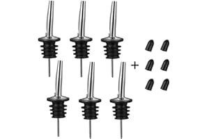 BALTRE 6 Bec Verseur Alcool Inoxydable, Bec Verseur Rapide Pour,Bec Verseur Huile D'olive, Bouchon huile d'olive, Adapté aux Goulots de bouteilles d'environ 3/4",Vin,Liqueur,Cocktails,Vinaigre