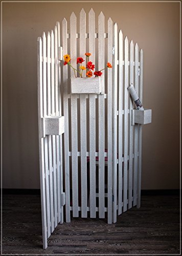 Preisvergleich Produktbild Paravent Design Gartenzaun mit Blumenkasten
