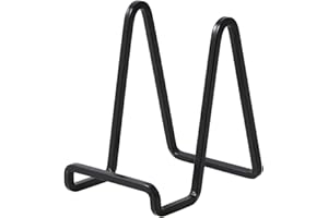 DIDUDIDU Soporte Platos Mesa Caballete Expositor - 2 Piezas Soportes para Platos Decorativos - Soporte de Placa para Exhibicion - Caballetes de Hierro Negro Para Marcos de Fotos | Libros | Arte - 4,5 Pulgadas