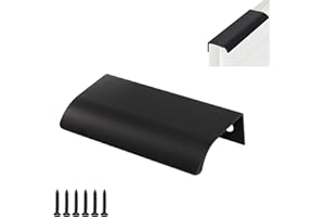 ZERNIPLE 300mm Aluminium Alloy Finger Edge Handle Pull Black Modern Style Drawer Cupboard Handles Wardrobe Handles (2 Pieces