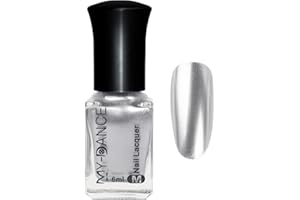 SONGQEE Metallischer Nagellack - 6ML Spiegelnagellack Effekt - Metal Chrome Nagellack, Quick Dry High Gloss Nail Polish - Kein UV Nötig (002 Silber)