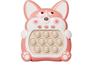 Anpole Light Up Pop Fidget Sensory Toys Handheld Game,Push Bubble Pop Puzzle Game Machine,Stress Relief Gifts for Kids Adults(Corgi Pink)