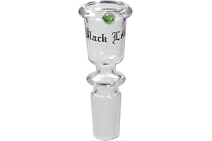 BONG- DISCOUNT.DE Bong Black Leaf accessori: testa per pipa ad acqua, testa in vetro, testa cilindrica NS 14 (14,5 mm), in vetro, trasparente con Rollstopp di bong-discount