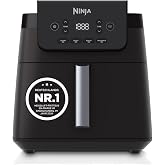 Ninja Air Fryer, 6.2L, Family Drawer, Non-Stick, Black | Handle, Air Fry, Dehydrate, Heat, Digital, Non-Defrost Cooker, Dishw