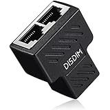 RJ45 Splitter, DISDIM RJ45 Adapter 1 to 2 Ethernet Splitter Connector with Shield [Anti-signal interference] for Cat 5 Cat 6 Network Cable (Black)