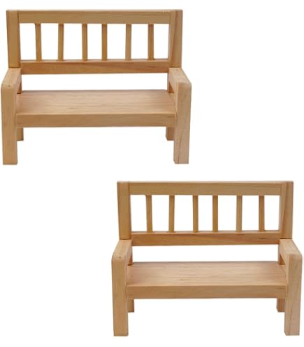 KARLOR - Set Di 5 Mobili In Miniatura In Legno, Scala 1:12 - Sedia A Dondolo, Panca, Tavolo E Sgabelli - Per Casa Delle Bambole, Giardino Delle Fate, Diorami