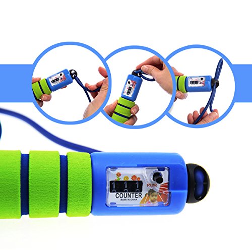 Springseil Speed Rope von Auskio, Springseil Kinder mit Zähler&Komfortablen Griffen für Fitnesstraining abnehmen Fat Burning übungen, für Kinder und Erwachsene geeignet(ein ersatz Seil als Geschenke) - 3