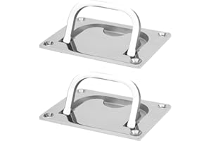 HAPIVIDA Boat Pull Flush Lift, 316 Stainless Steel Flush Lifting Ring Square Boat Deck Hatches Handle Trap Door Latch for Boat Home Furniture (2pcs)