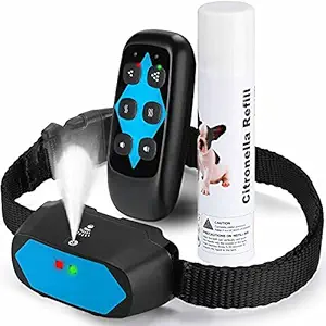 WWVVPET Citronella Spray Dog Training Collar with Remote, 3 Modes Spray Vibration Beep Humane Safe Citronella Dog Bark Collar,500ft Waterproof No Shock Collar,Rechargeable Anti Bark Device Dogs