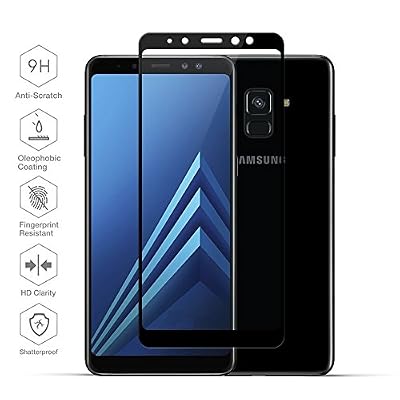 Phonillico Verre Trempe Samsung Galaxy A8 2018 - Film Protection Ecran Intégral Bord Noir Ultra Resistant Vitre Protecteur