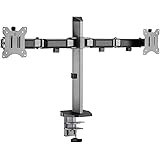 JIN OFFICE Monitor Stand | Premium Alloy Silver for 13-32 Inch Monitor| Height Adjustable Dual Monitor Arm| 9 KG Weight Capac