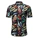 Produktbild Malloom®® Man Fashion Floral Printed Bluse beiläufige Kurze Hülsen-dünne Hemd-70er Jahre Hemd Bubbles Herren Regulär Geschnittenes Kurzarm-Hawaii-Hemd (L, schwarz)