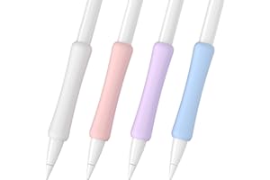FAFALITHIC Lot de 4 Poignées Ergonomiques Coque en Silicone Compatibles avec Apple Pencil 1ère génération, 2ème génération, USB-C et Pro (Blanc/Violet/Rose/Bleu)
