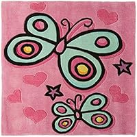 Rugs With Flair Alfombra Suave y Decorativa para niñas. Diseño de Mariposa en un Bonito Color Rosa 90 x 90cm
