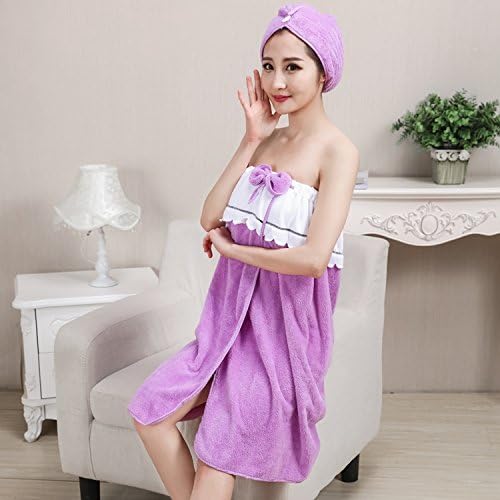 Suhang bath towel Can Penetrate-Bath Towel Adult Female Breast Tissue Bath Towel Cotton Soft-Large Long Super Absorbent Purple 140X80Cm