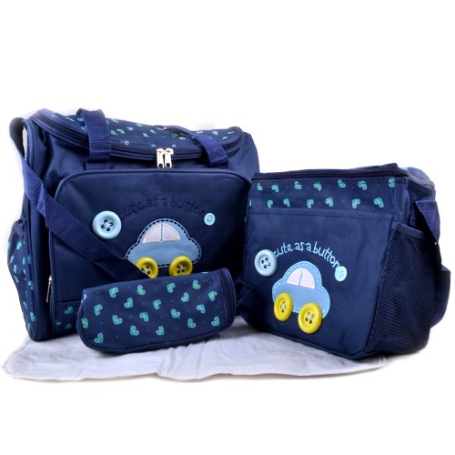 Preisvergleich Produktbild 4tlg Babytasche Set Pflegetasche Tragetasche Wickeltasche Windeltasche Kinder Baby Blau