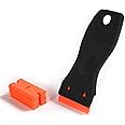 CANOPUS Plastic Scraper Tool Non Scratch with 10 Plastic Razor Blades, Plastic Razor Scraper, Decal, Sticker Remover, Ideal for Scraping Stickers, Labels and Decals from Glass, Windshields, Black