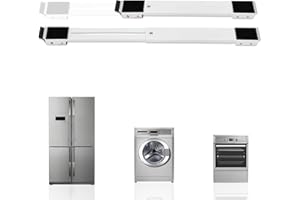 BASVII Base de Machine à Laver réglable 2 pièces, roulettes de Meubles en Acier Inoxydable, Charge Unique 300 kg, roulettes de Transport de Meubles avec Base en Caoutchouc antidérapant