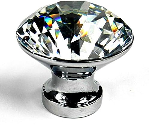 Crystal Glass Clear Cupboard Door / Drawer Knob Drawer Kitchen Silver (10, 30MM)