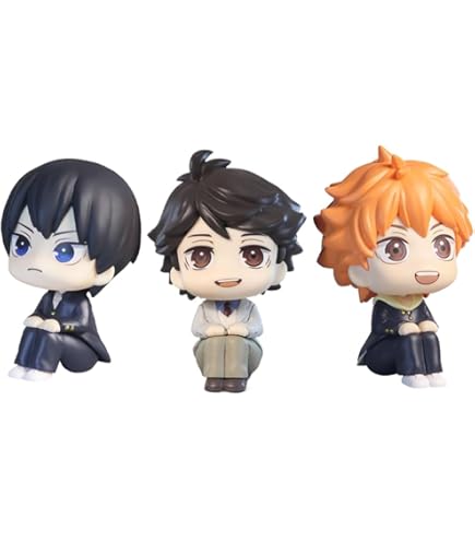 Jiumaocleu Lot De 3 Figurines Hinata Shoyo Et Tobio Kageyama - Figurine De L'anime Haikyuu - Décoration De Gâteau à Collectionner Faite à La Main Pour