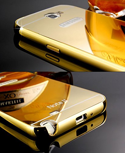 Sunroyal    Samsung Galaxy Note 2 N7100 funda carcasa de alta calidad PC metal Bumper case   cover S  per delgado Bling Metal Edge arco Bumper Parachoques Frame   espejo espalda caso Resistente a los ara  azos y anti-golpes para Galaxy Note 2- Mirror Oro