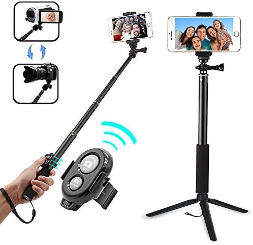 Selfie Stick, Keliiyo Extendable Monopod with Tripod Stand and Shutter Remote for Gopro Hero 6/5/4/3+/3/2/1/Session Cameras iPhone 6 6s 7 8 plus Android Samsung …