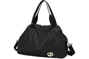Vllcsla Bolsa Deporte Mujer Pequeña, Bolsos Deportivo con Bolsillo Humedo, Bolso Gimnasio, Bolsa de Viaje Resistente al Agua, Bolsas de Fin de Semana Suave, Mochila Gimnasio Mujer, Negro