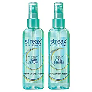 Streax Professional Vitariche Gloss Hair Serum For Women & Men | Enriched With Macademia Oil and Vitamin E | For Gorgeous & Shiny Hair | Helps In Everyday Styling | Adds Shine To Hair, 100 ml (Pack of 2)