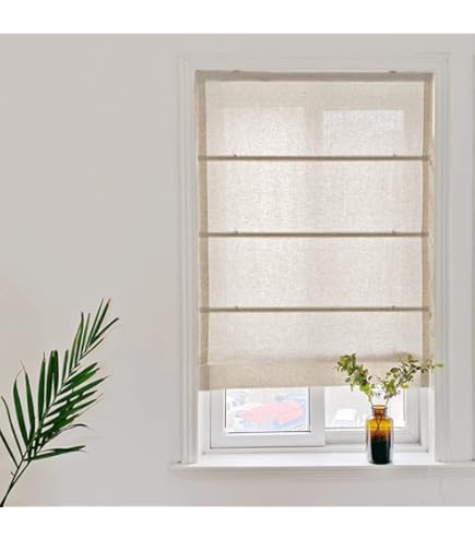 Tenda Avvolgibile In Lino 40x150cm Color Sabbia - Stile Rustico Semitrasparente | Per Interni E Ufficio - Foto 10