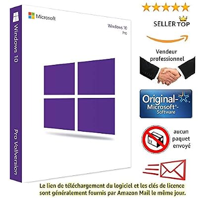 LYLBD Windows 10 Pro 32/64 Bits Licence - Français - Clé d'activation originale et livraison gratuite par e-mail - Assistance et instructions (Satisfait ou remboursé) - Licence perpétue