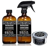 Fórmula de comercio fuerte. Dirtbusters Limpiador y acondicionador de Cuero con Tratamiento Desodorante y bálsamo de Cuero de sándalo 175 g 2 x 500 ML de Fuerte fórmula de Comercio de Cuero Cuidado Neutro pH Kit de Limpieza