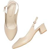 Marc Loire Women's Pointed Toe Block Heel Pumps for Office, Party and Formal Occasions