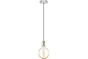 Eglo YORTH - Lampadario a sospensione in acciaio nichelato opaco, 60 W