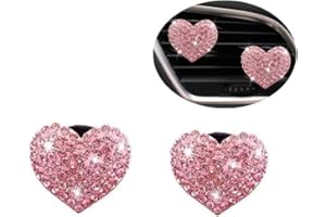 ACOBETEYLN 2Pcs Bling Heart Shaped Air Vent Clips, Crystal Car Air Fresheners Vent Clips Car Accessories Rhinestone Oil Diffuser Vent Clip Car Interior Decoration for Women(Pink)