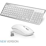 JOYACCESS Wireless Keyboards Combo Full-size Whisper-quiet Compact Keyboards and Mouse Combo (UK layout)-Silver