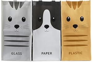 Balvi Set Borse Riciclaggio Meow Set di 3 Sacchetti (43x22x22 cm) con Maniglie Misura Totale: 43x66x2