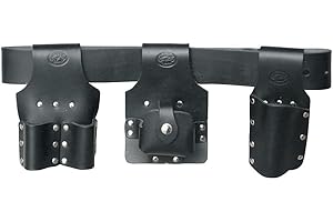 Scaffolding Belt Set 4pc - Premium Black Leather - Made in UK - Connell of Sheffield