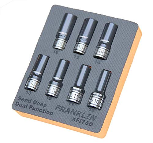 Franklin Tools XFI7SD XF 7pc 6pt Semi Deep Thin Wall Impact Socket Set 1/2" Dr