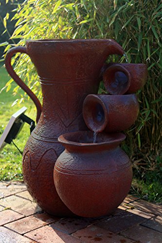 Solar Springbrunnen in Terrakotta-Optik Gartenbrunnen Kaskade Krüge - 6