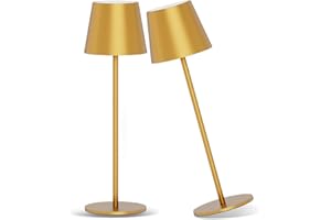 Ralbay 2 Sztuk Złota 3000k Ciepłe Światło Led Ściemniania Lampa Stołowa Akumulator 5000mah, IP54 Wodoodporna 5000mah Odkryty Lampa Stołowa Akumulator Bezprzewodowa Lampa Stołowa,Złoto