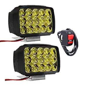 Vagary 15 LED Yellow Fog Lights With Switch for Bikes and Cars High Power, Heavy clamp and Strong ABS Plastic for hero splendor i smart