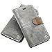 Produktbild QIOTTI > Apple iPhone 5 5S SE < incl. PANZERGLAS H9 HD+ Geschenbox Booklet Wallet Case Hülle Premium Tasche aus echtem Nubuk / Alcantara Leder mit Kartenfächer in GRAU. Edel verpackt incl. Stoffbeutel.