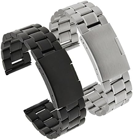 Gear S2 Classic SM-732 Watch Band, Kissport Stainless Steel Watch Band Strap for Samsung Gear S2 Classic SM-732 Smart Watch (B Black + B Silver)