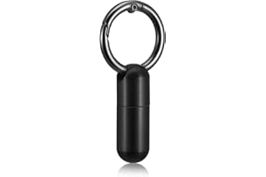 Ptwola Mini Metall Pillendose mit Schlüsselanhänger Wasserdicht Tragbare Tablettenbox Reise Pillen-Organizer für Outdoor, Camping (Schwarz)