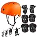 Produktbild Skateboard Protektoren Set mit Helmet, SymbolLife BMX Helmet Knie Pads Elbow Pads mit Handgelenkschoner für Skate, Fahrrad, Skateboard, Roller Skate und anderen Extreme Sports, Größe M, Orange