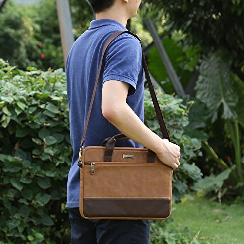 Laptoptasche 13.3, Evecase Premium Doppelfarbige Umhängetasche mit Gepolstert Laptopfach, Fronttasche, Zubehörfach für Laptop in 13,3 Zoll – Fuchs Braun - 8